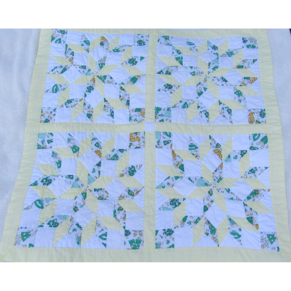 Quilt Doll Making Pattern Handmade Joycer Baby Blanket Yellow Washable Vintage